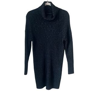 Tahari Sweater Dress Turtleneck Black and White Size Medium